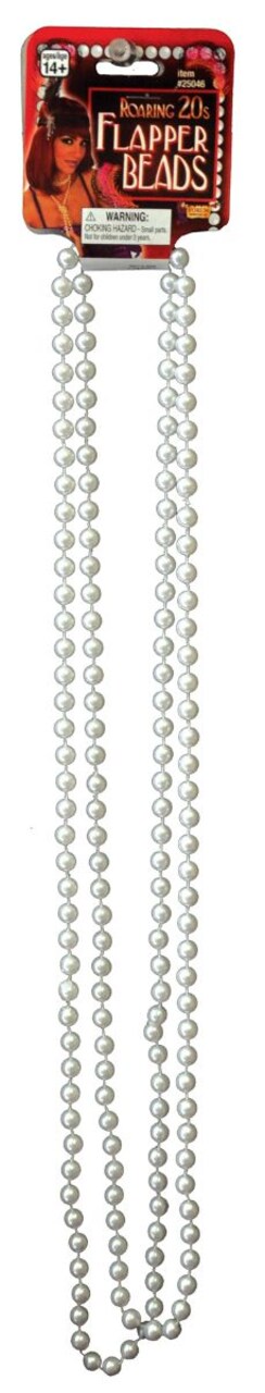 The Costume Center 48" White 1920s Flapper Large Pearl Beads Women Adult Halloween Necklace Costume Accessory